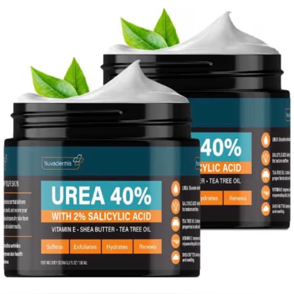 NEW 2 Pack NUVADERMIS Urea Cream 40% Feet Maximum Strength Foot Repair Lotion